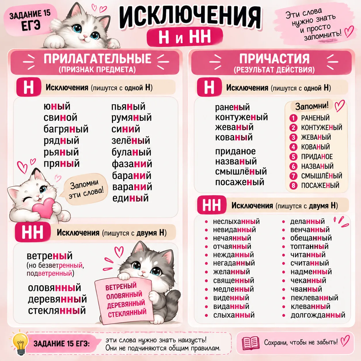 ❗️ ИСКЛЮЧЕНИЯ НН и Н
