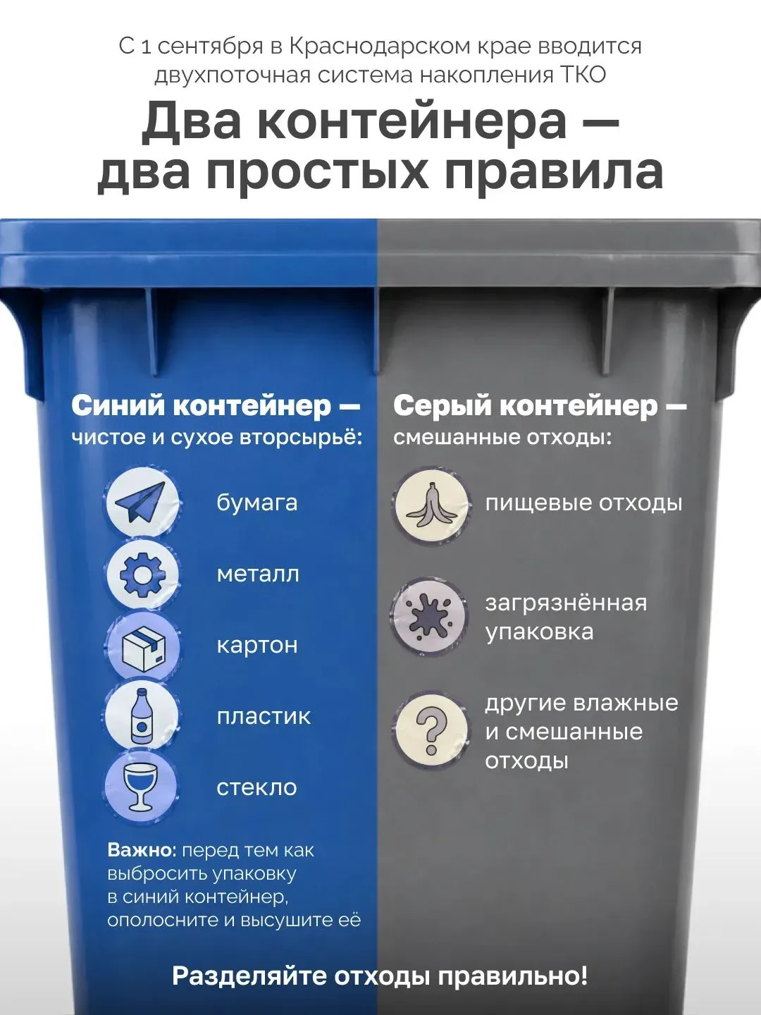 ♻️ С 1 сентября 2026 года во всех 44 муниципалитетах Краснодарского края начнёт действо...