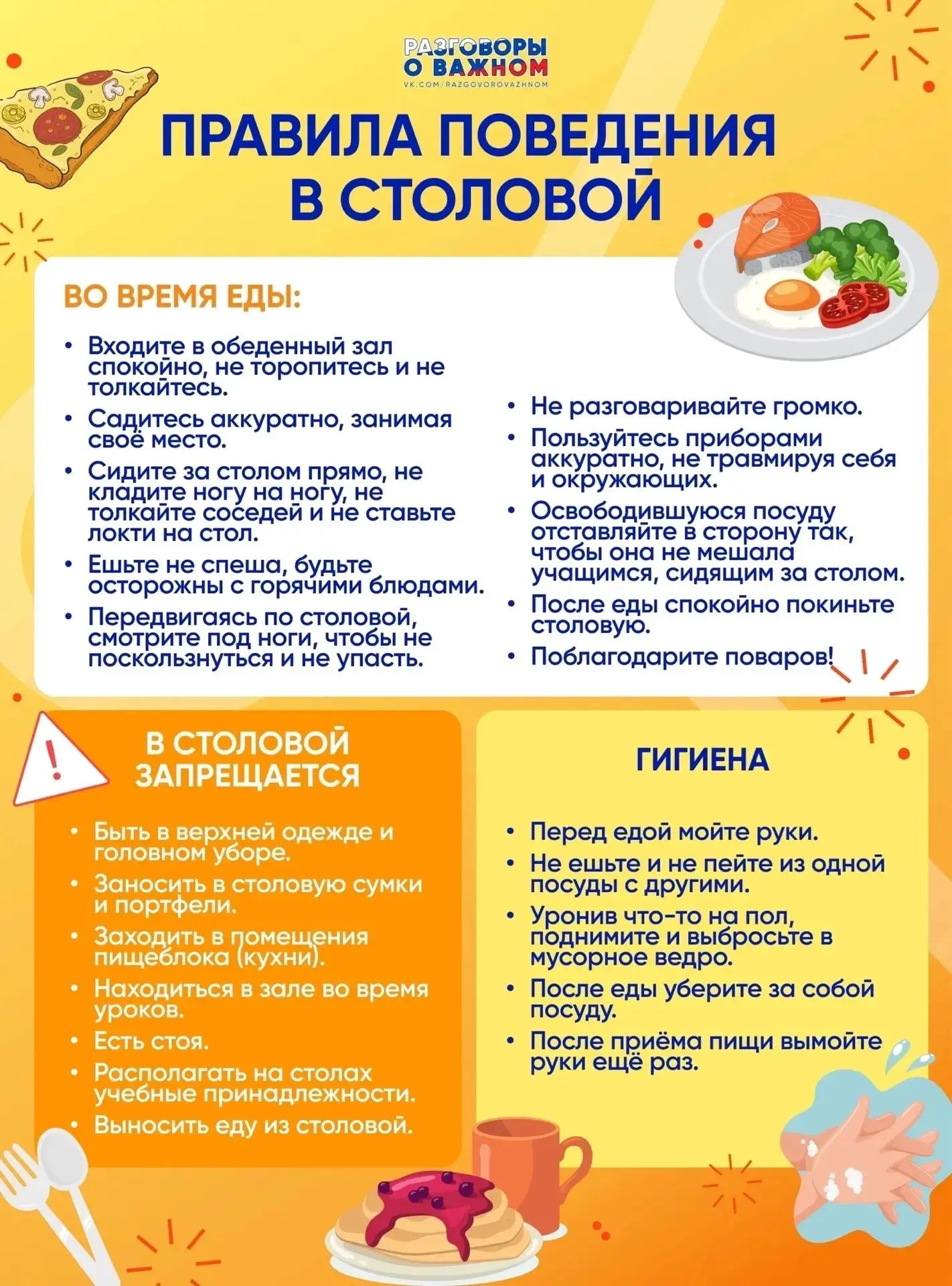Памятка «Правила поведения в столовой»