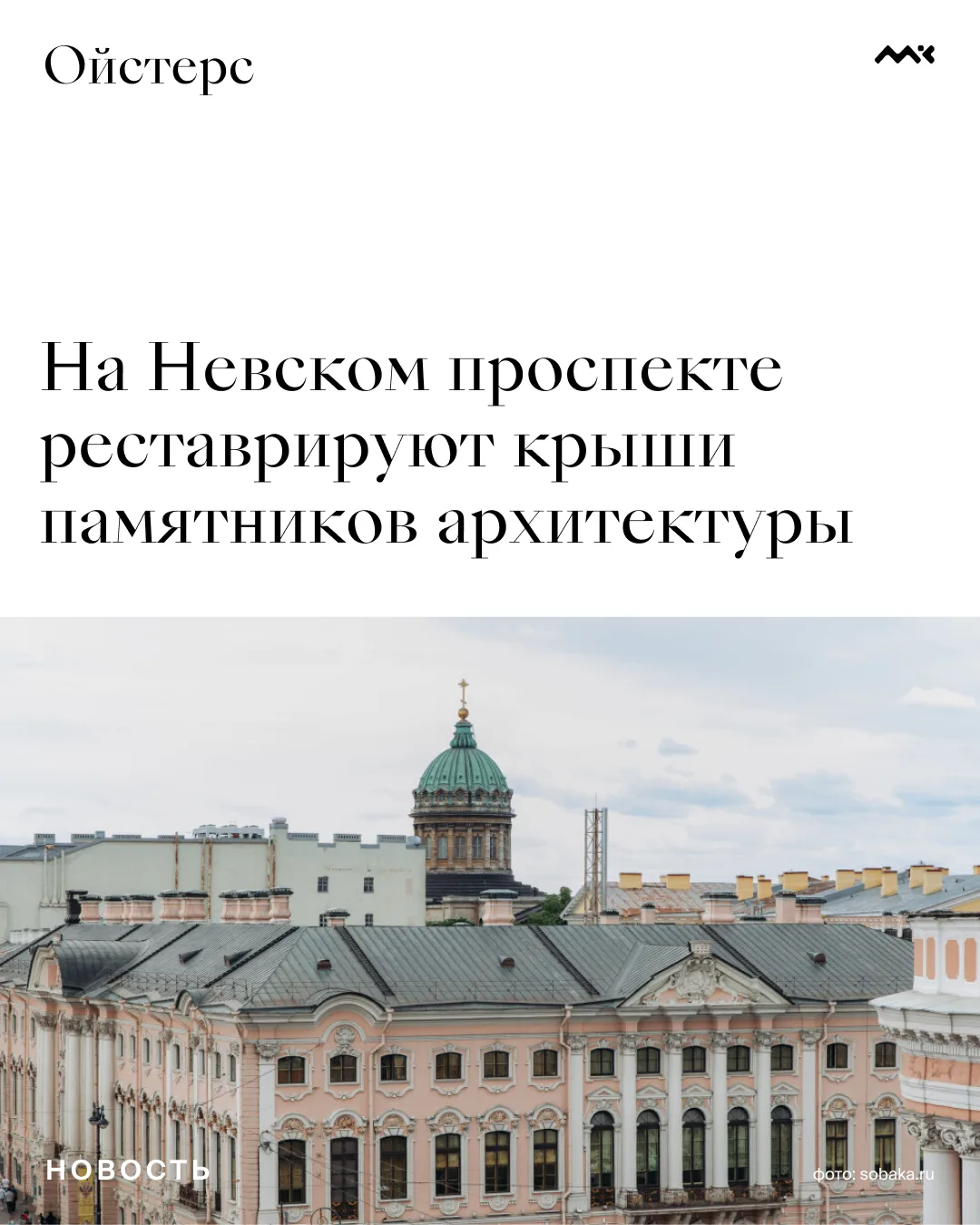 На Невском проспекте реставрируют крыши памятников архитектуры