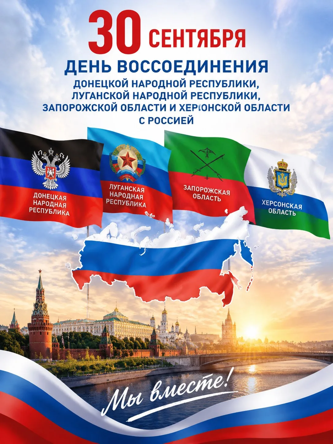 30 сентября в России отмечается День воссоединения Донецкой и Луганской народных респуб...