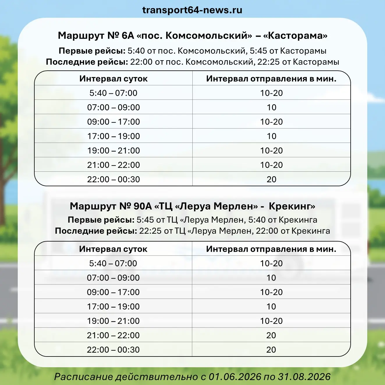 Ряд автобусных маршрутов Саратова сегодня перешли на летнее расписание движения

🚍 Комитет по транс