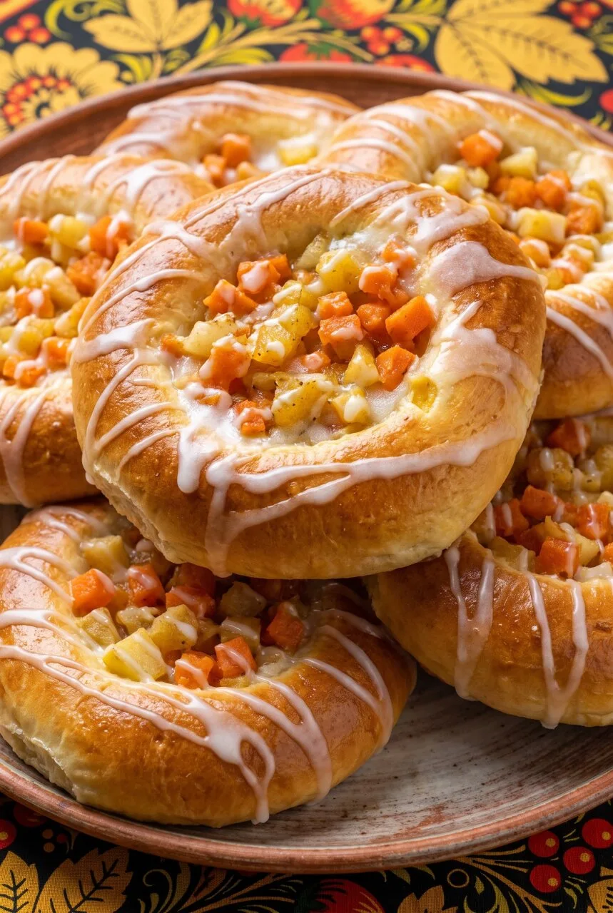 ОСЕННИЕ ВАТРУШКИ С ТЫКВОЙ И ЯБЛОКАМИ ПОД МОЛОЧНОЙ ПОМАДКОЙ ДЛЯ УЮТНОГО ДОМАШНЕГО ЧАЕПИТИЯ