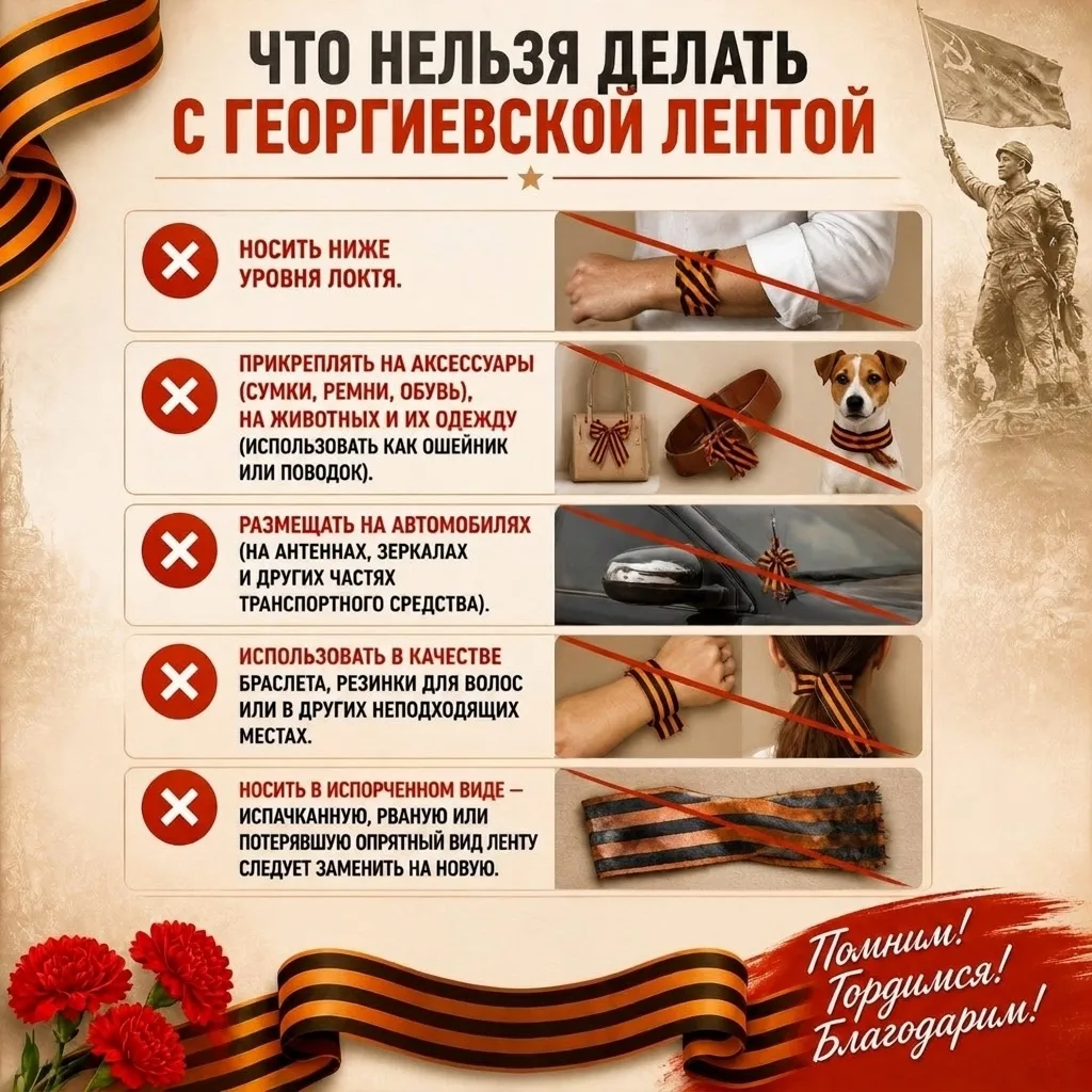 🎗️ Носите Георгиевскую ленту с уважением  Георгиевская лента - это символ воинской славы, мужества и