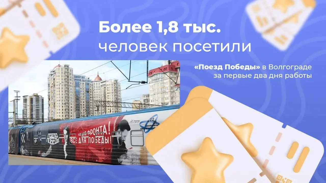 Более 1,8 тыс. человек посетили «Поезд Победы» в Волгограде за первые два дня работы