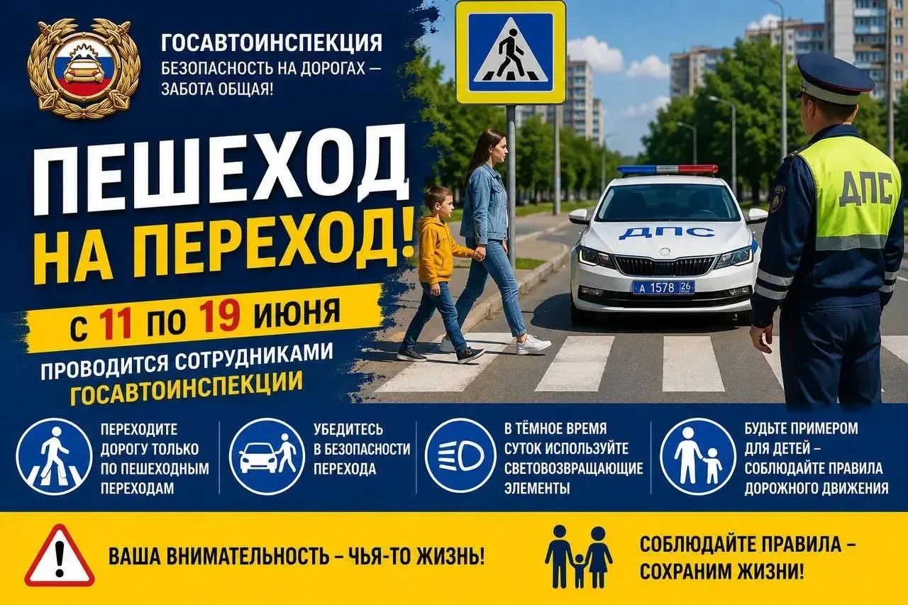 ‼️🚔С 11 по 19 июня проводится профилактическое мероприятие «Пешеход на переход!», которое направлен