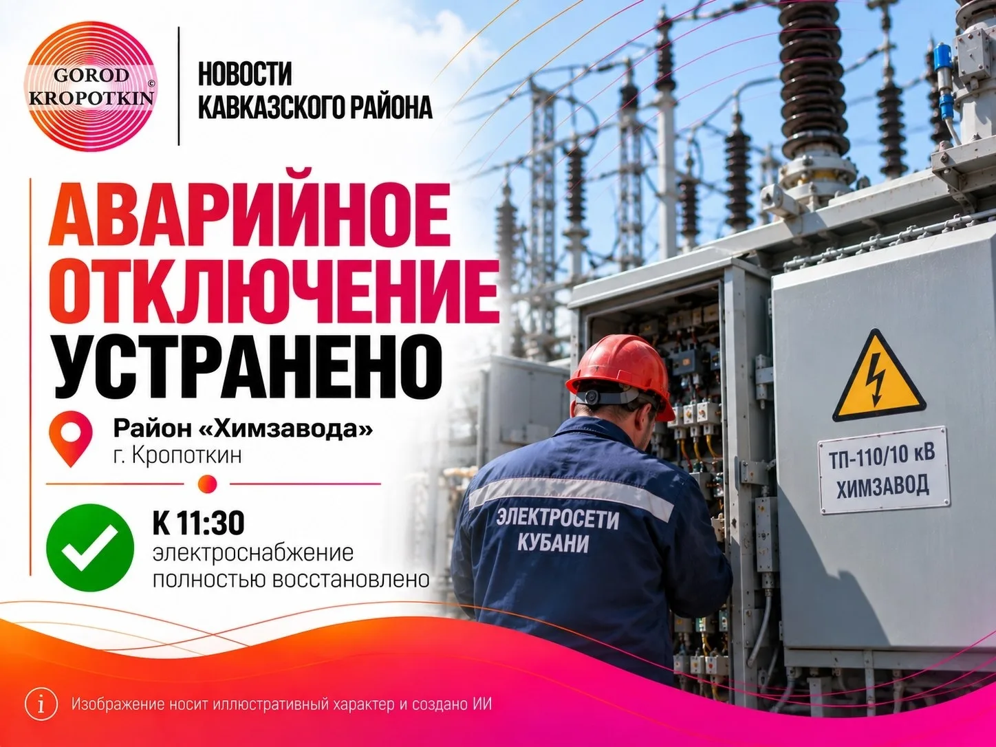 ⚡️ Электроснабжение в районе «Химзавода» восстановлено