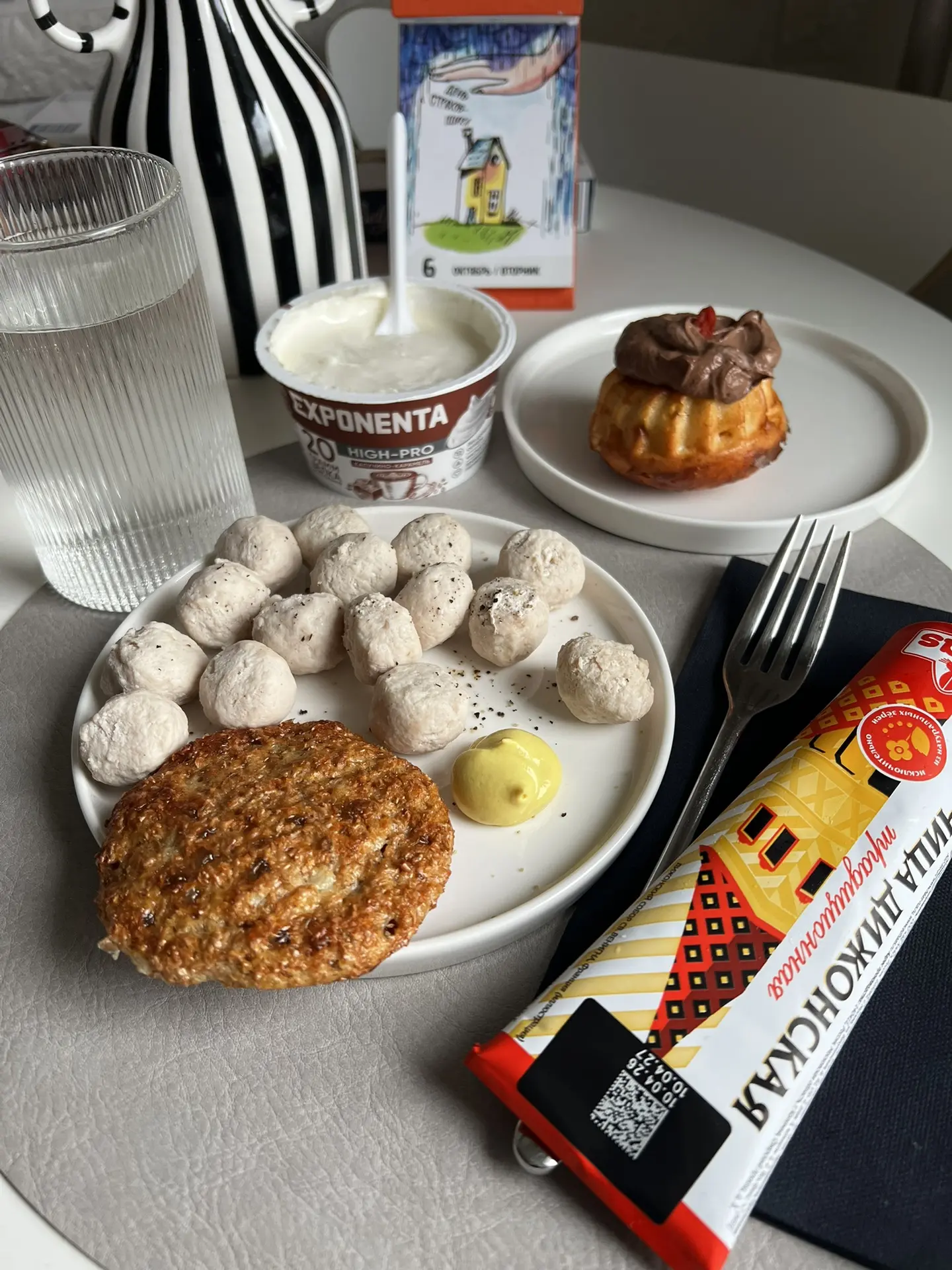 ОбЭд - индюшачьи фрикадельки Вкус и Польза, горчица, хлеб пшеничный, Экспонента , пирож...