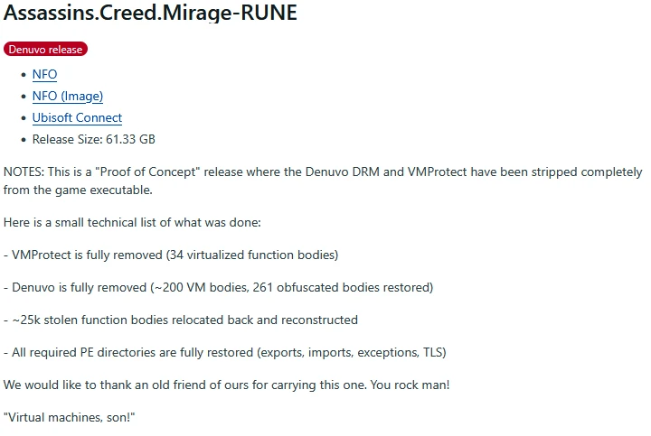 Группа #RUNE сообщила о выпуске необычной версии Assassin’s Creed Mirage, в которой защ...