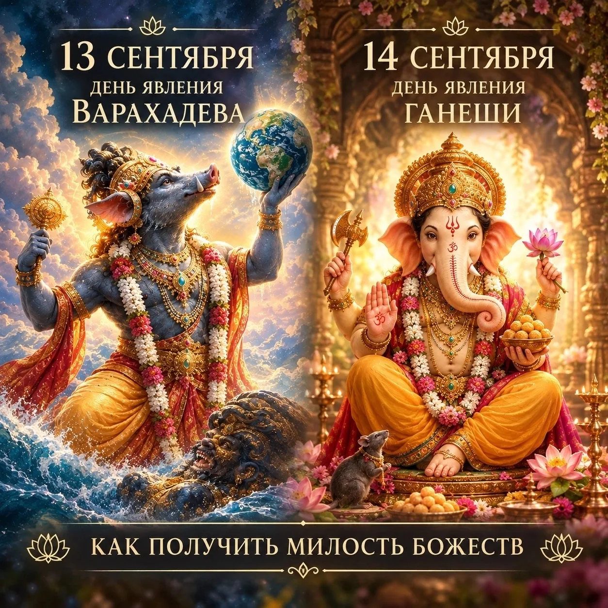 🎊 13 И 14 СЕНТЯБРЯ — ДНИ СИЛЫ И МИЛОСТИ ВАРАХАДЕВА И ГАНЕША