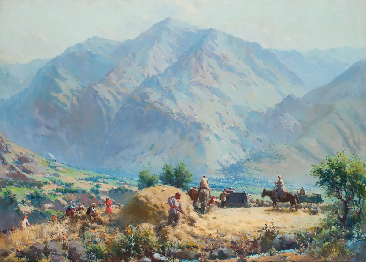 «В горном колхозе». Тансыкбаев У.Т. Узбекистан, 1949. Холст, масло. Из собрания Музея В...