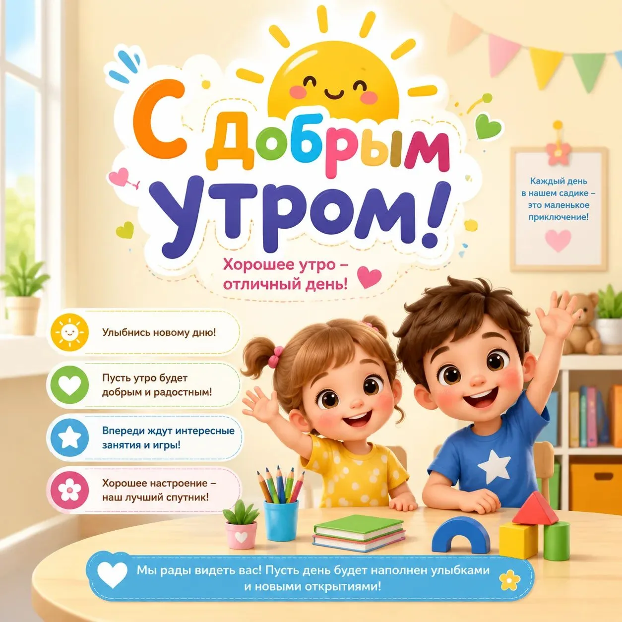 🌞 Каждое утро, переступая порог нашего детского сада, мы не просто начинаем новый рабочий день. Мы 