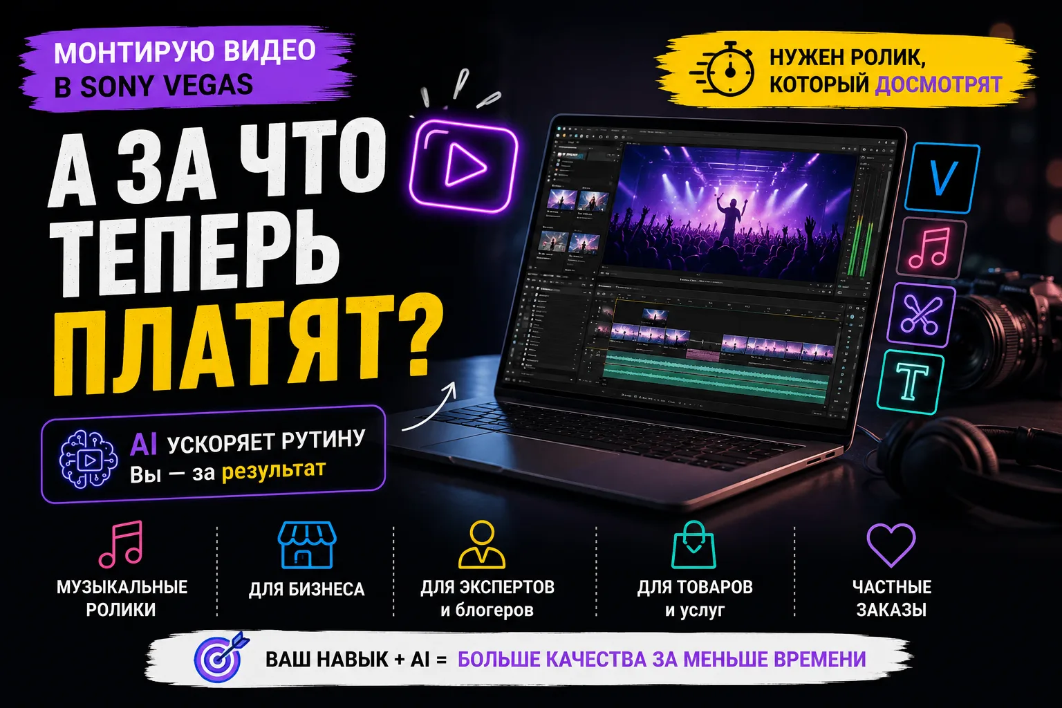 🎬 «МОНТИРУЮ ВИДЕО В SONY VEGAS». А ЗА ЧТО ТЕПЕРЬ ПЛАТЯТ, ЕСЛИ ЕСТЬ AI?
