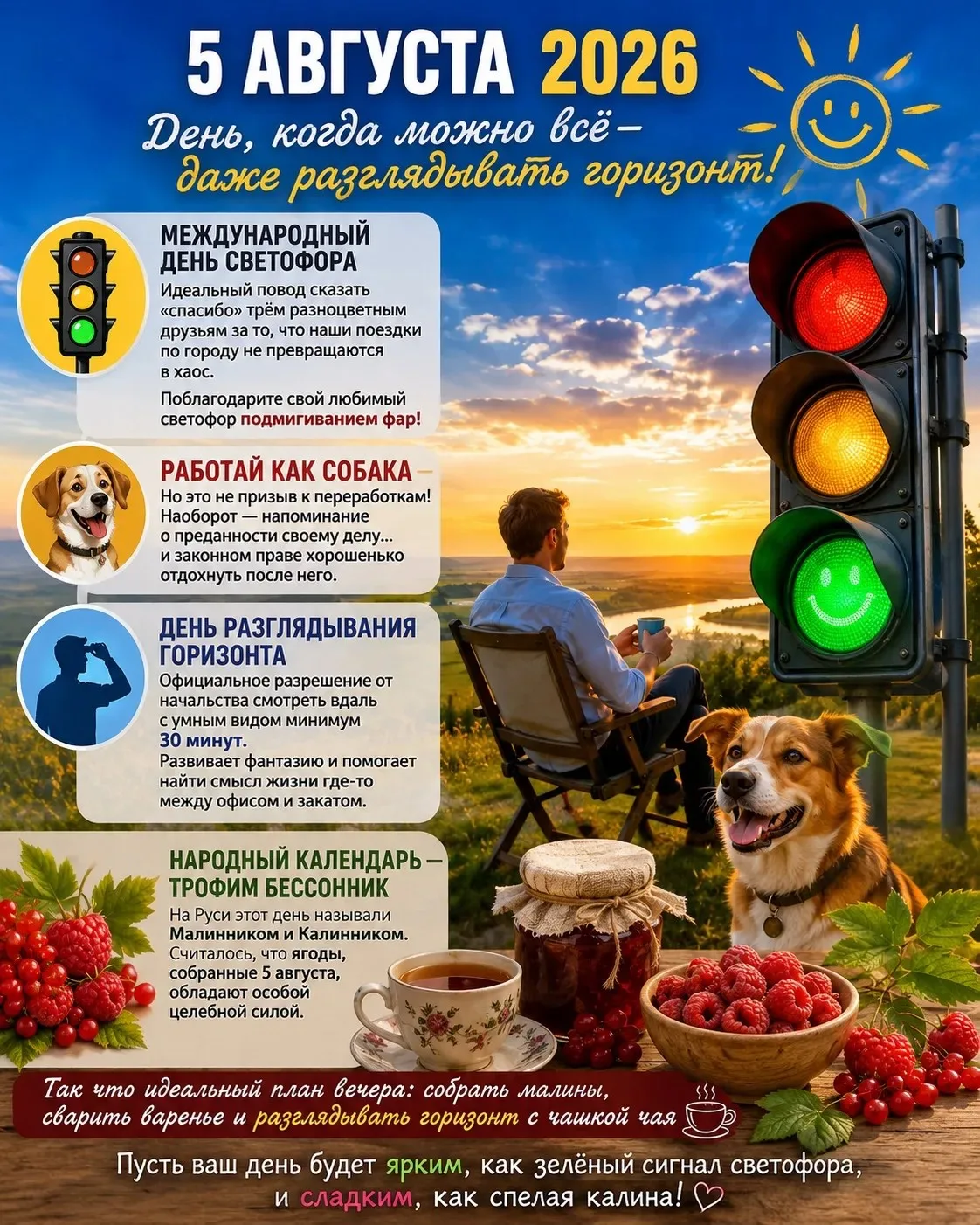 🌞 5 августа 2026: День, когда можно всё — даже разглядывать горизонт!