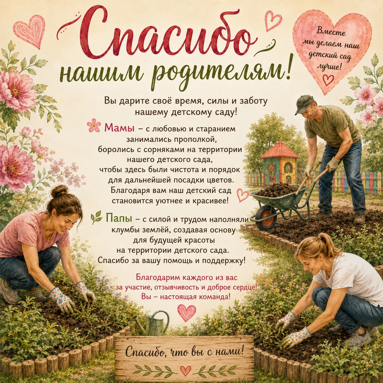 🌿 Красота начинается не со слов, а с дел.

Спасибо нашим замечательным родителям ❤️
Мамы боролись с