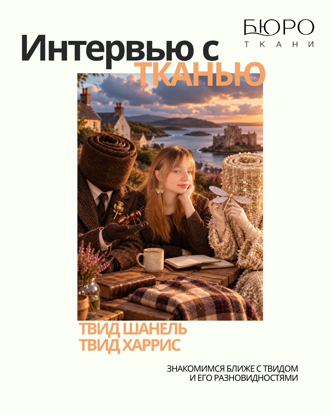 Настя взяла интервью у двух легенд мира тканей — Harris Tweed и твидом Chanel.
