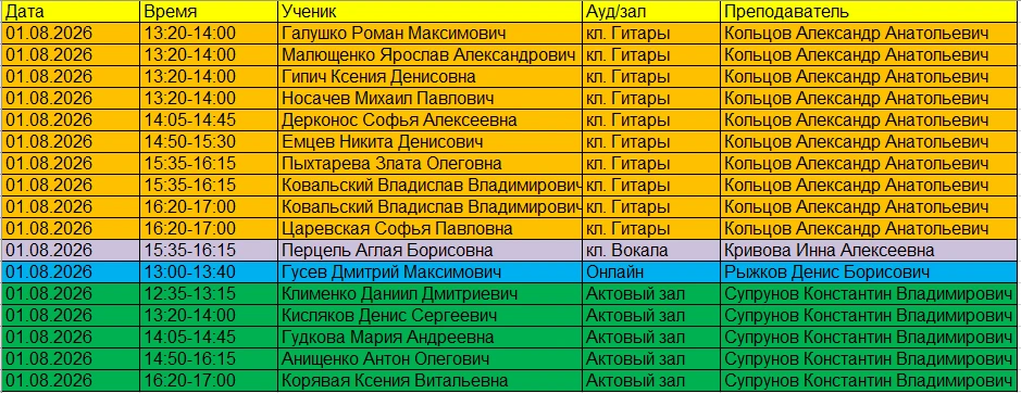 Добрый вечер!
Занятия на 01.08!