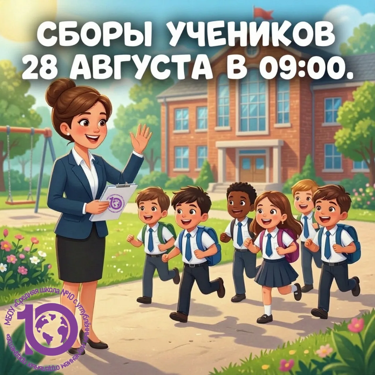 Сборы учеников перед началом учебного года состоятся 28 августа в 09:00.