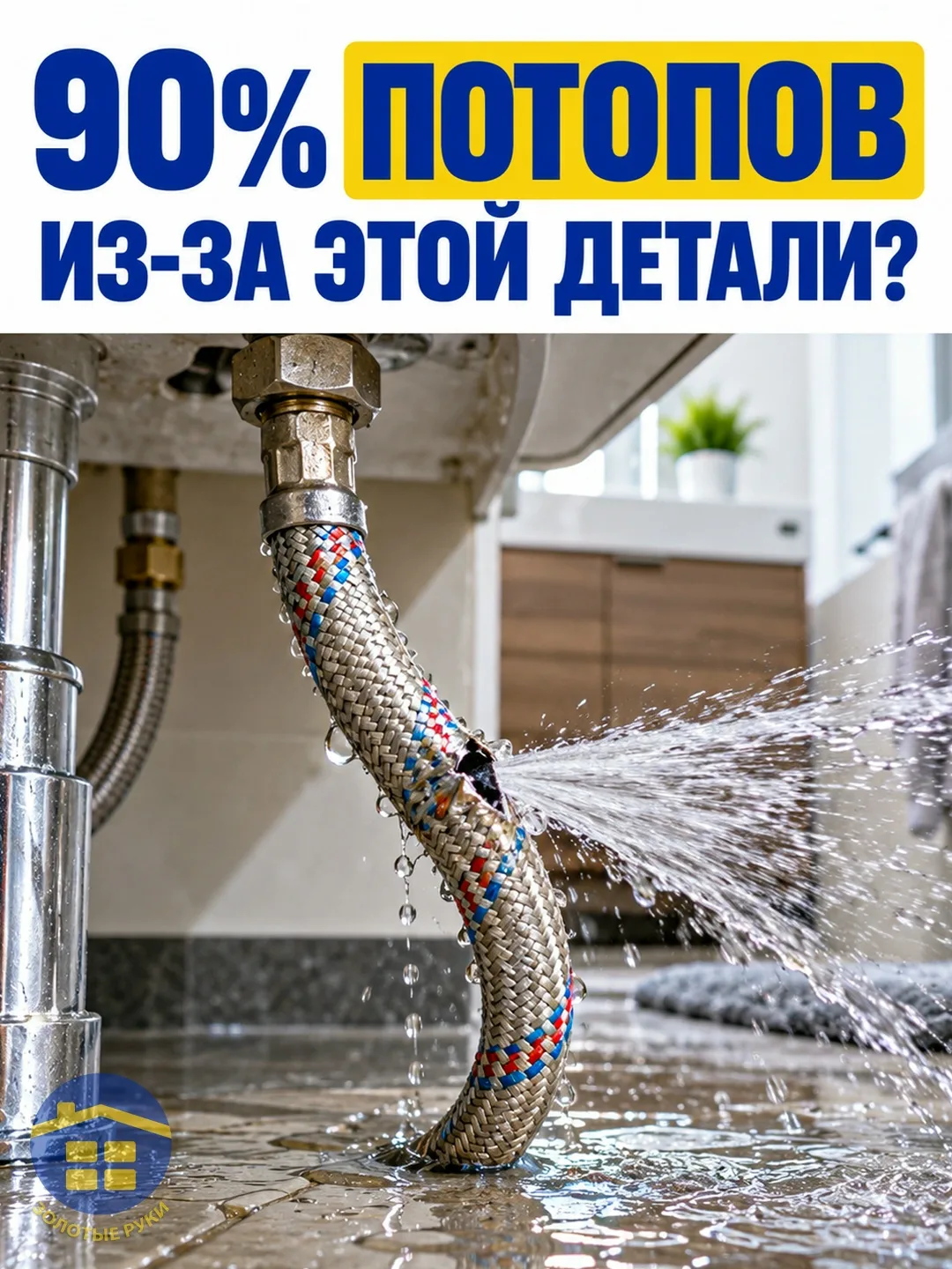 Гибкая подводка стоит недорого, но именно её часто вспоминают уже после того, как вода ...