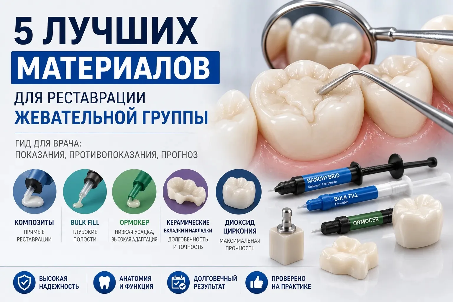 Реставрация жевательных зубов требует от материала не только эстетики, но и высокой прочности, устой