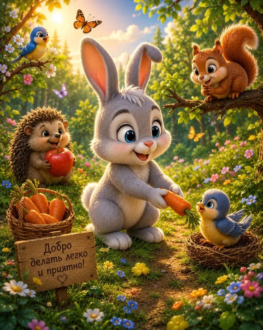 🐰🌼 «Добрый зайчик и волшебная морковка»