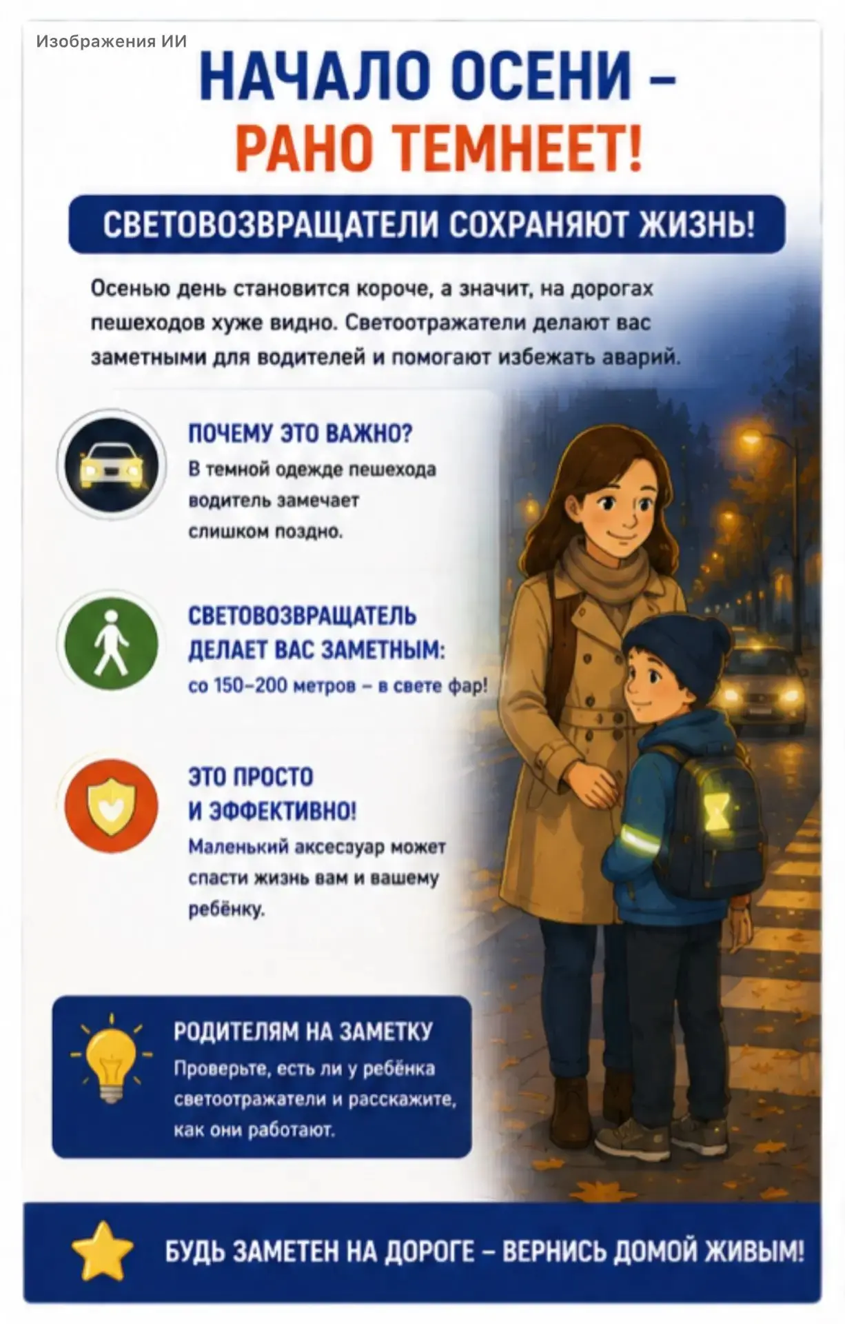 С наступлением осени темнеет всё раньше, и детям, которые возвращаются домой после школ...