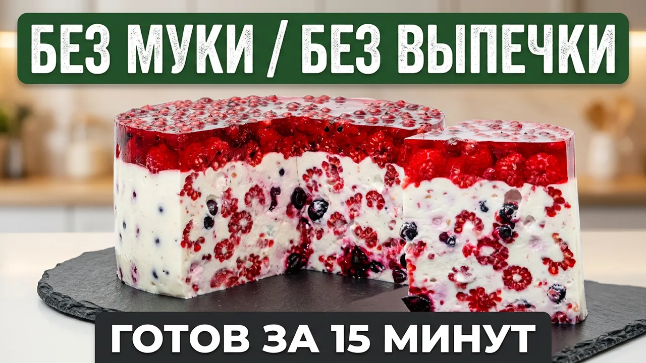 🔥 НЕЖНЕЙШИЙ ТОРТ БЕЗ МУКИ И ВЫПЕЧКИ — ВСЕГО 15 МИНУТ ВАШЕГО ВРЕМЕНИ! 🍓✨