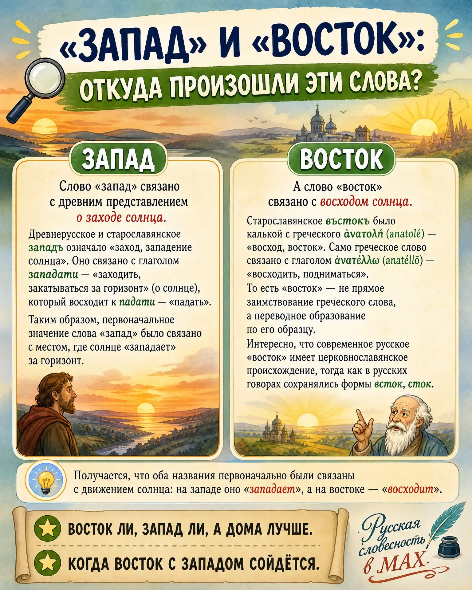 Почему мы говорим «запад» и «восток» — и что в этих словах спрятано?