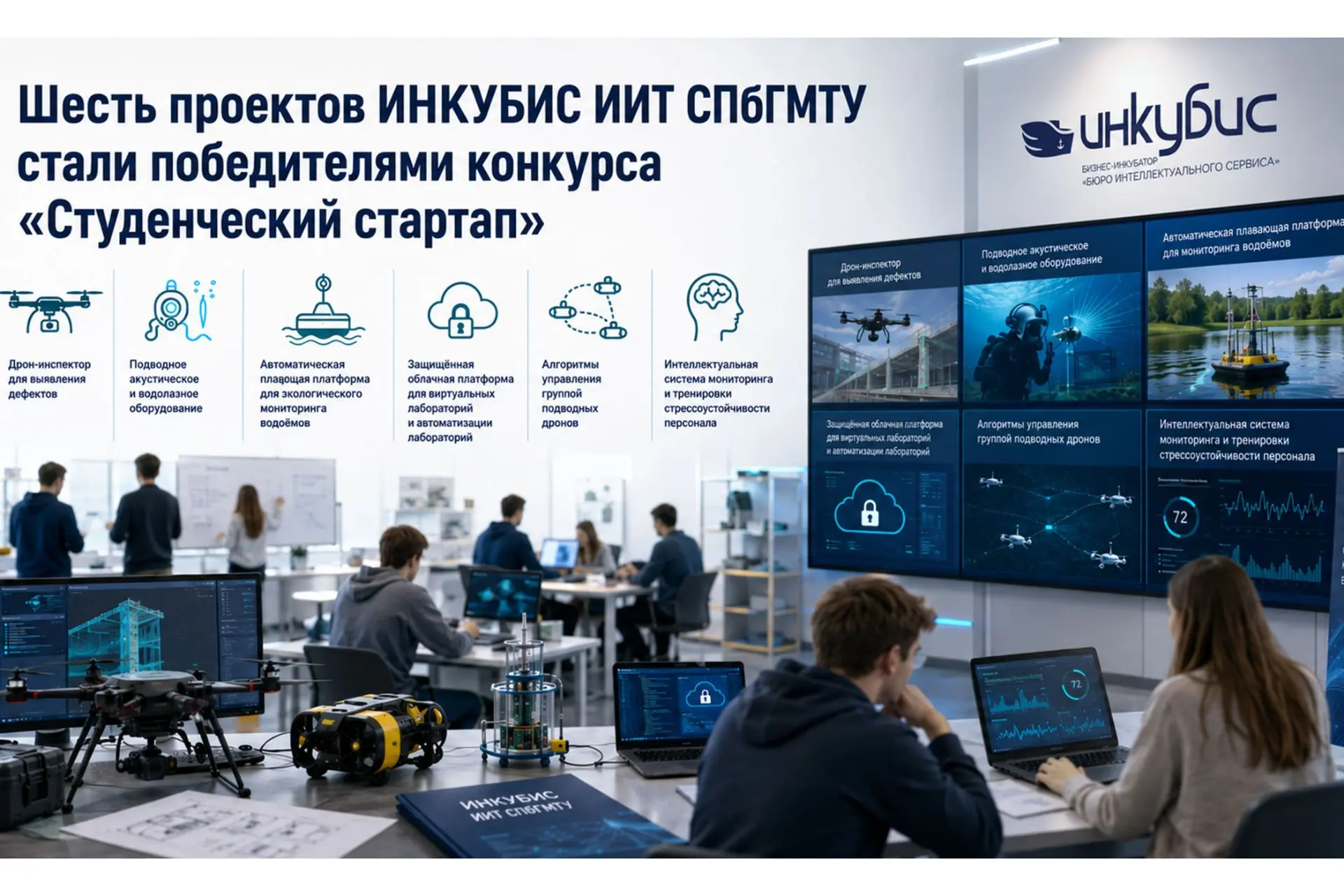 🚀 Шесть проектов Бизнес-инкубатора «ИНКУБИС» ИИТ СПбГМТУ получили гранты по итогам федерального кон