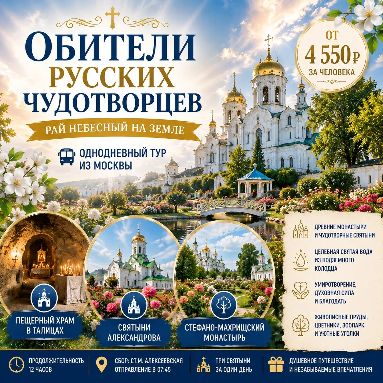 🌺 ОТ 4 550 ₽/ЧЕЛ — ОБИТЕЛИ РУССКИХ ЧУДОТВОРЦЕВ