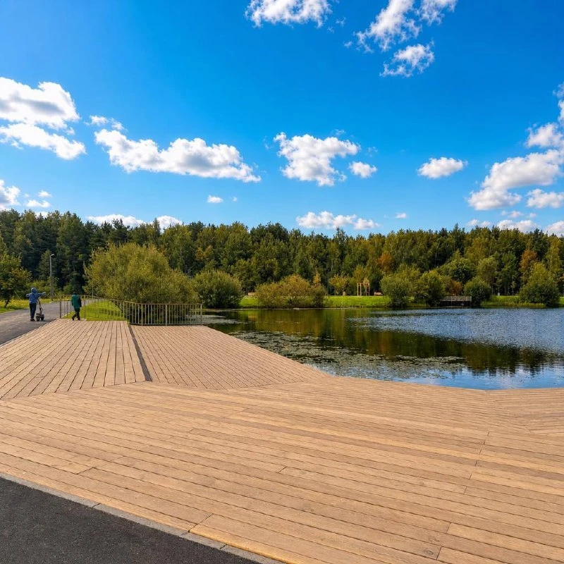 🌳 В лесопарке «Спутник» появилось место для солнечных ванн на берегу озера. Жители дав...