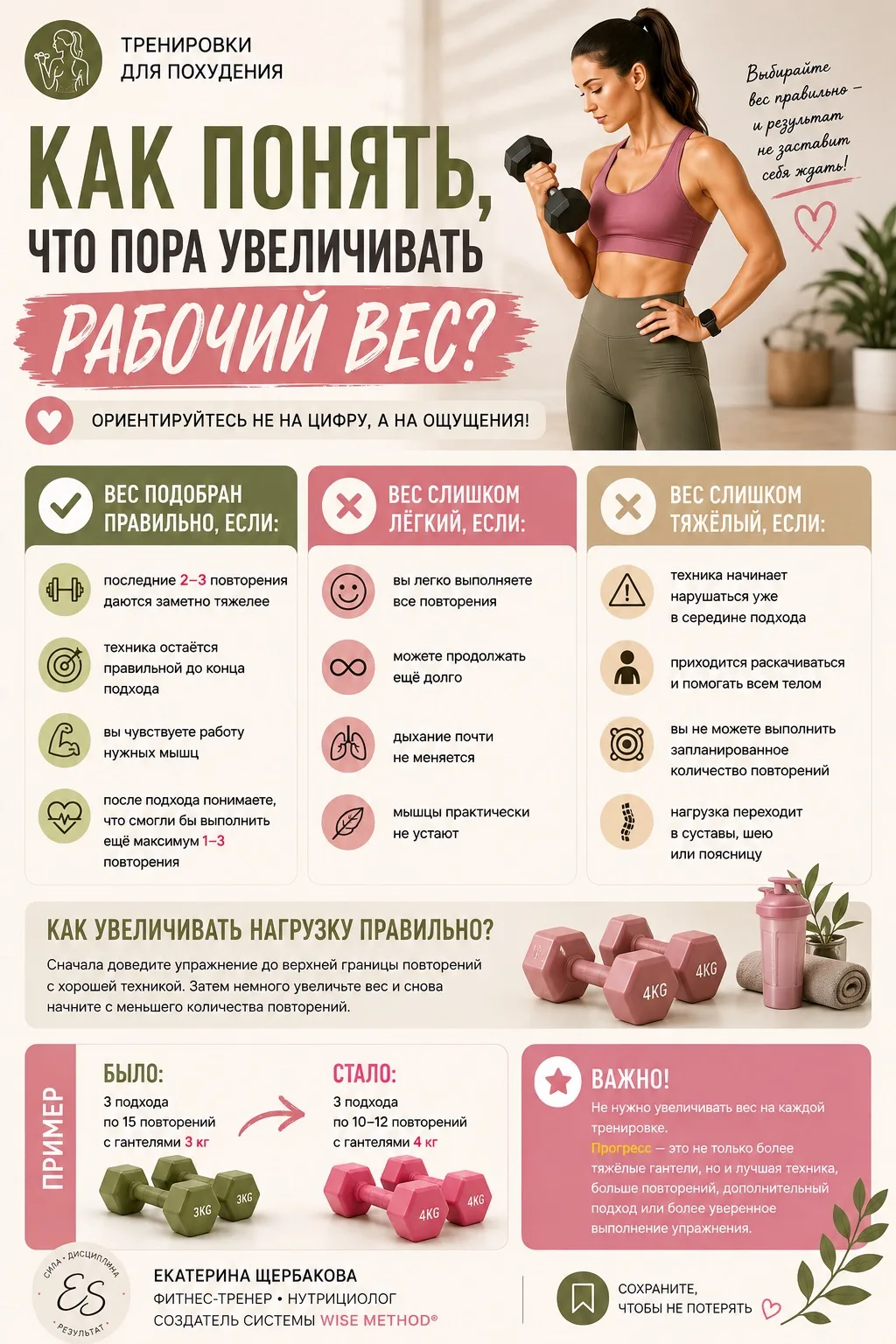 Как понять, что пора увеличить рабочий вес? 🏋️‍♀️