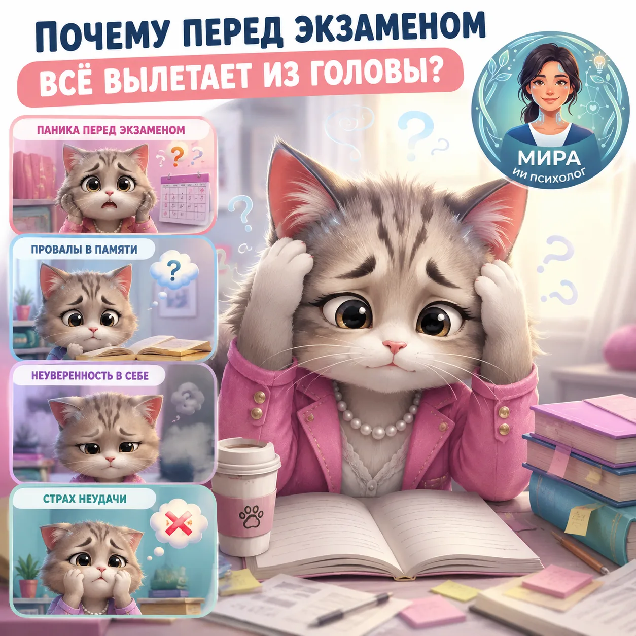 😰 Почему перед экзаменом все вылетает из головы? ✨
Готовились несколько недель, уверенно отвечали д