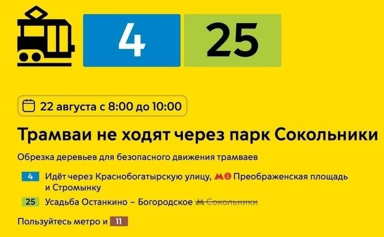 Вдруг кому пригодится: в эту субботу с 8 до 10 утра 4-й и 25-й трамваи не будут ходить ...