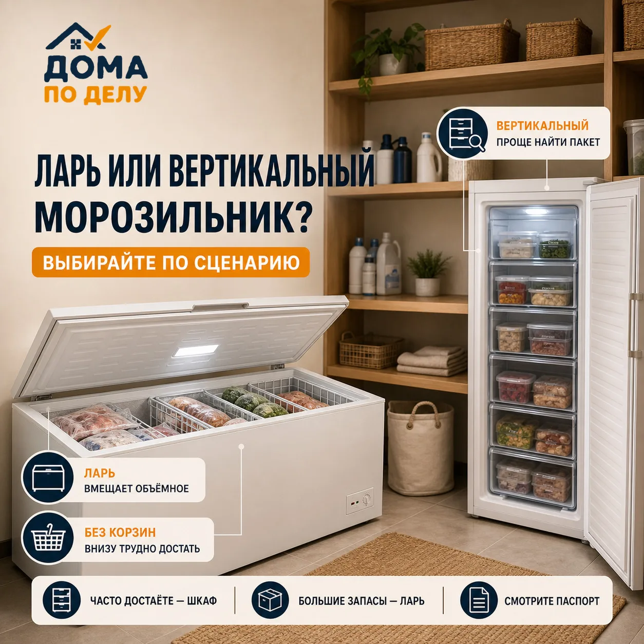 ❄️ Морозильный ларь или вертикальный морозильник — что удобнее дома