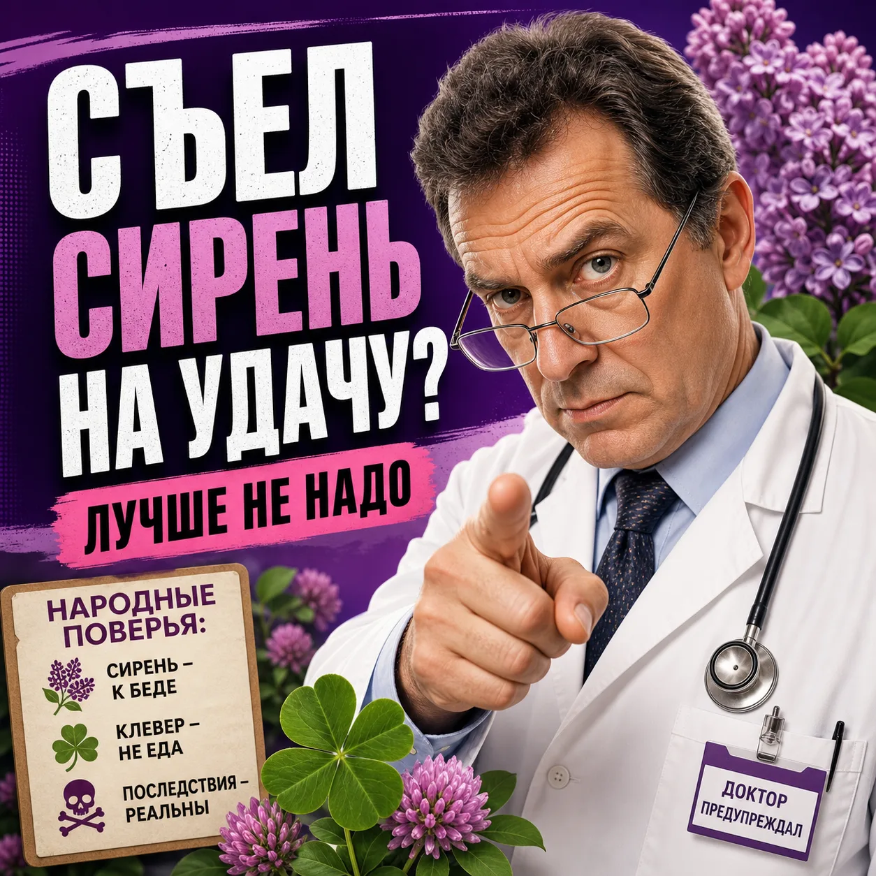 Клевер на удачу? Скорее на приём к врачу  Нашёл пятилепестковую сирень, загадал желание и закинул в 