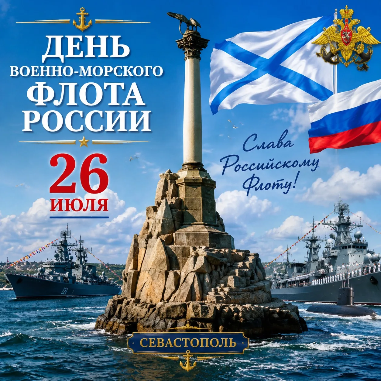 ⚓️ Поздравляем с Днем Военно-Морского Флота России!
Сегодня, 26 июля, наша страна отмечает один из с