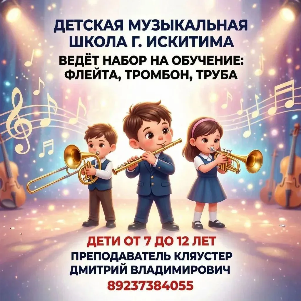 🎉 Детская музыкальная школа г. Искитима приглашает юных талантов! 🎉