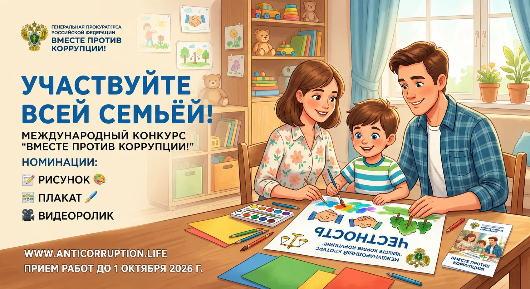 Приглашаем семьи наших воспитанников к участию в Международном конкурсе «Вместе против коррупции!»

