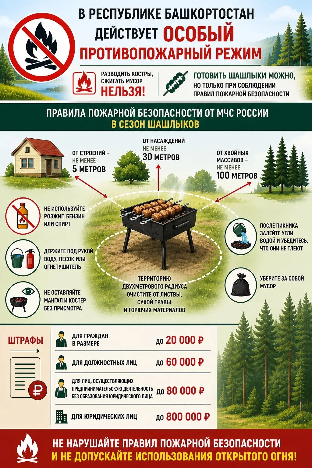 🛑Особый противопожарный режим: шашлыки можно, но с умом!