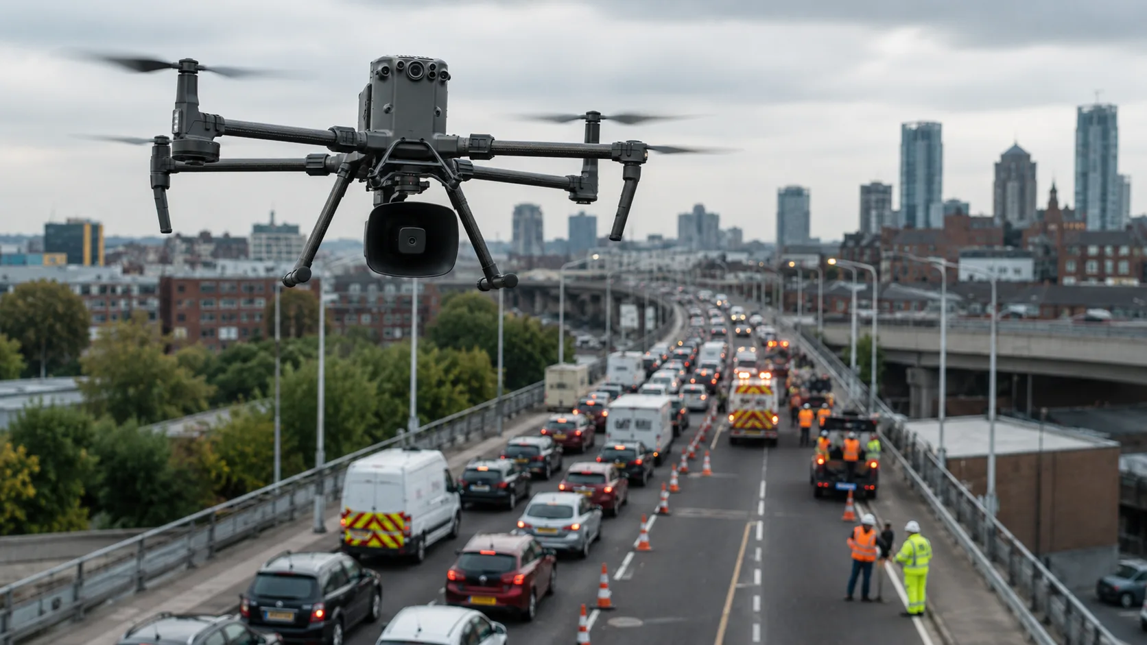 🚁 Дроны с громкоговорителями: инструмент безопасности на дорогах