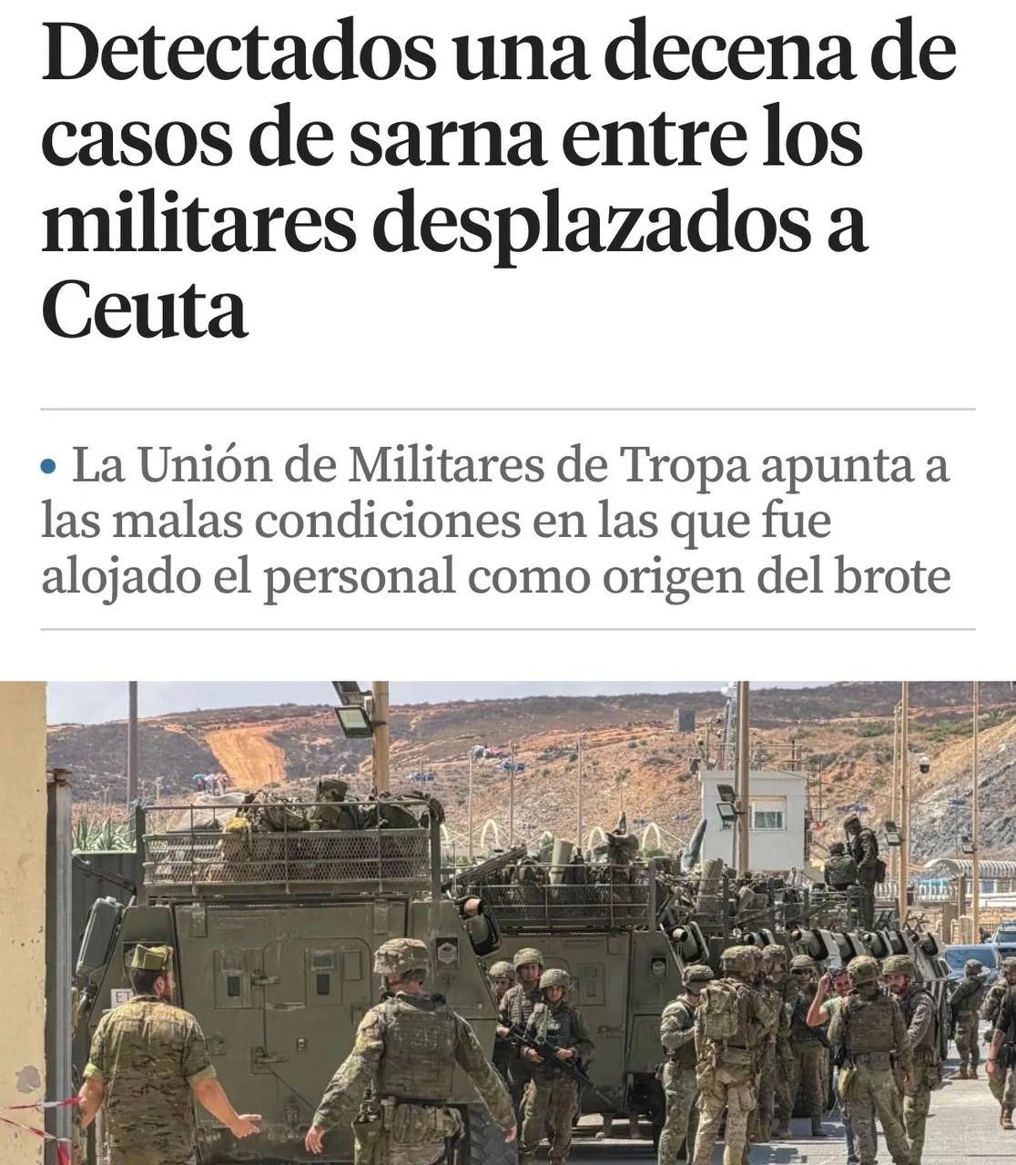 ⚡️ У испанских военных в Сеуте выявили вспышку чесотки, — La Vanguardia.