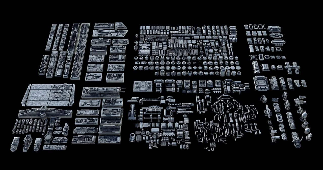Sci-Fi KitBash and Props Pack (Full set) - этот набор из 669 модульных 3D-элементов с о...