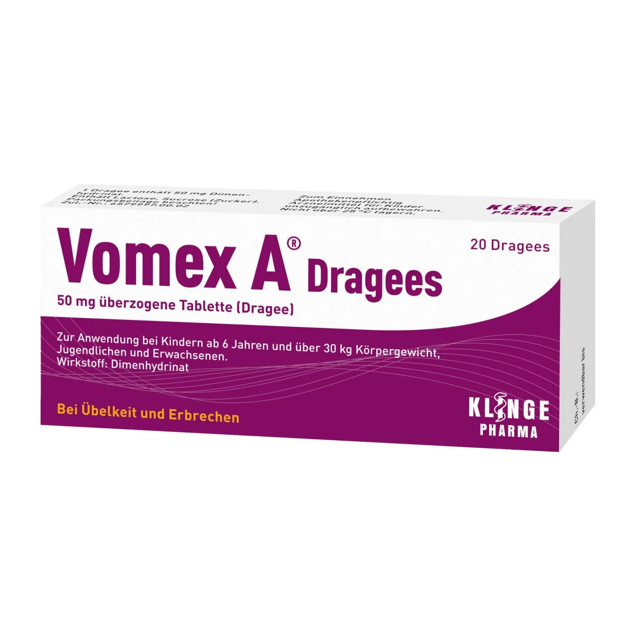 Таблетки от укачивания и тошноты Vomex A Dragees, 20 шт