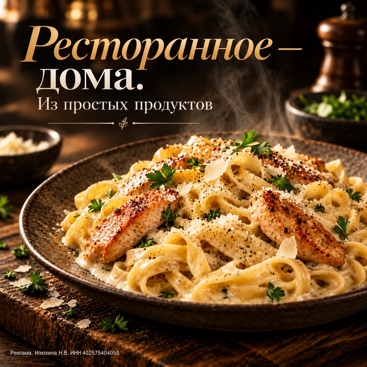 Ресторанная еда — дома.