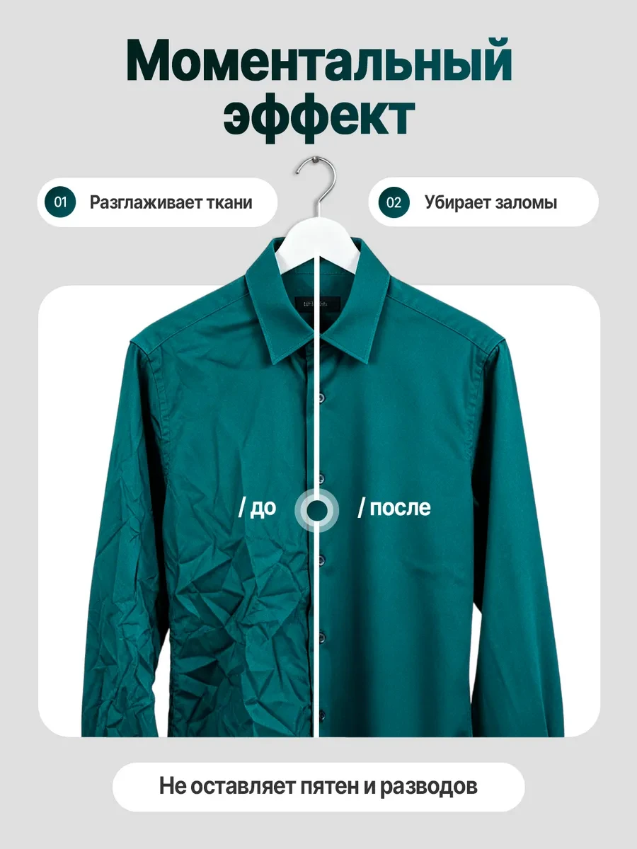 Жидкий утюг для одежды.  ✅ Никаких разводов! ✅ Распылите рефрешер на ткань, повесьте вещь на вешалку