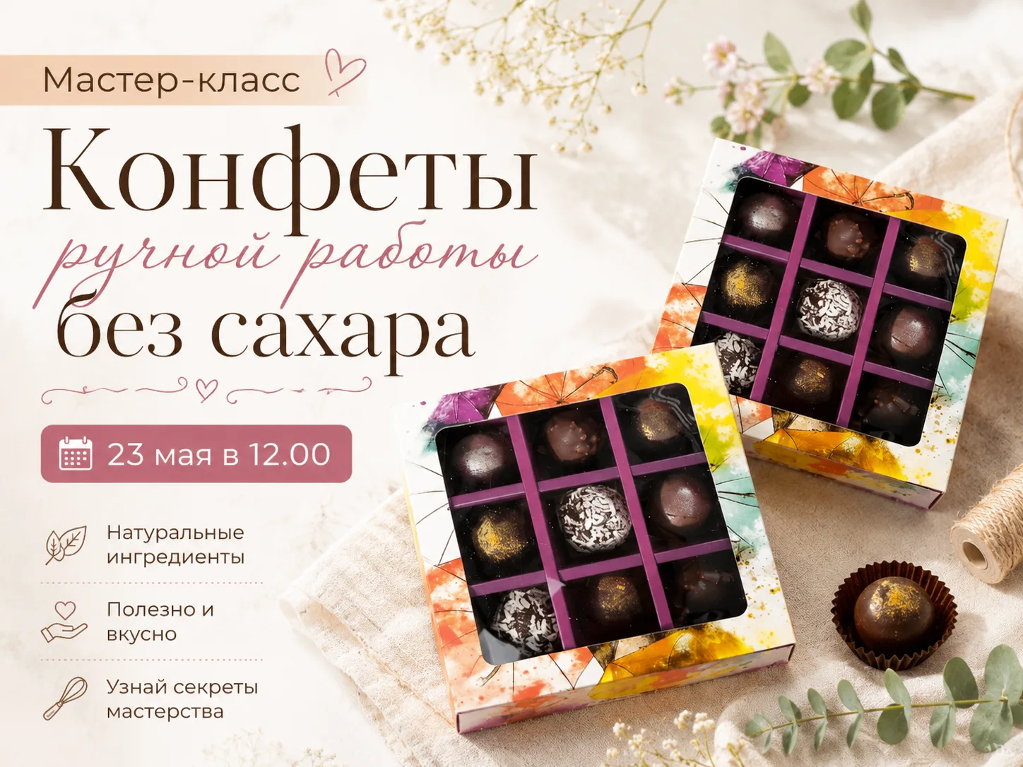 🍫Мастер-класс «Конфеты ручной работы без сахара» — 23 мая