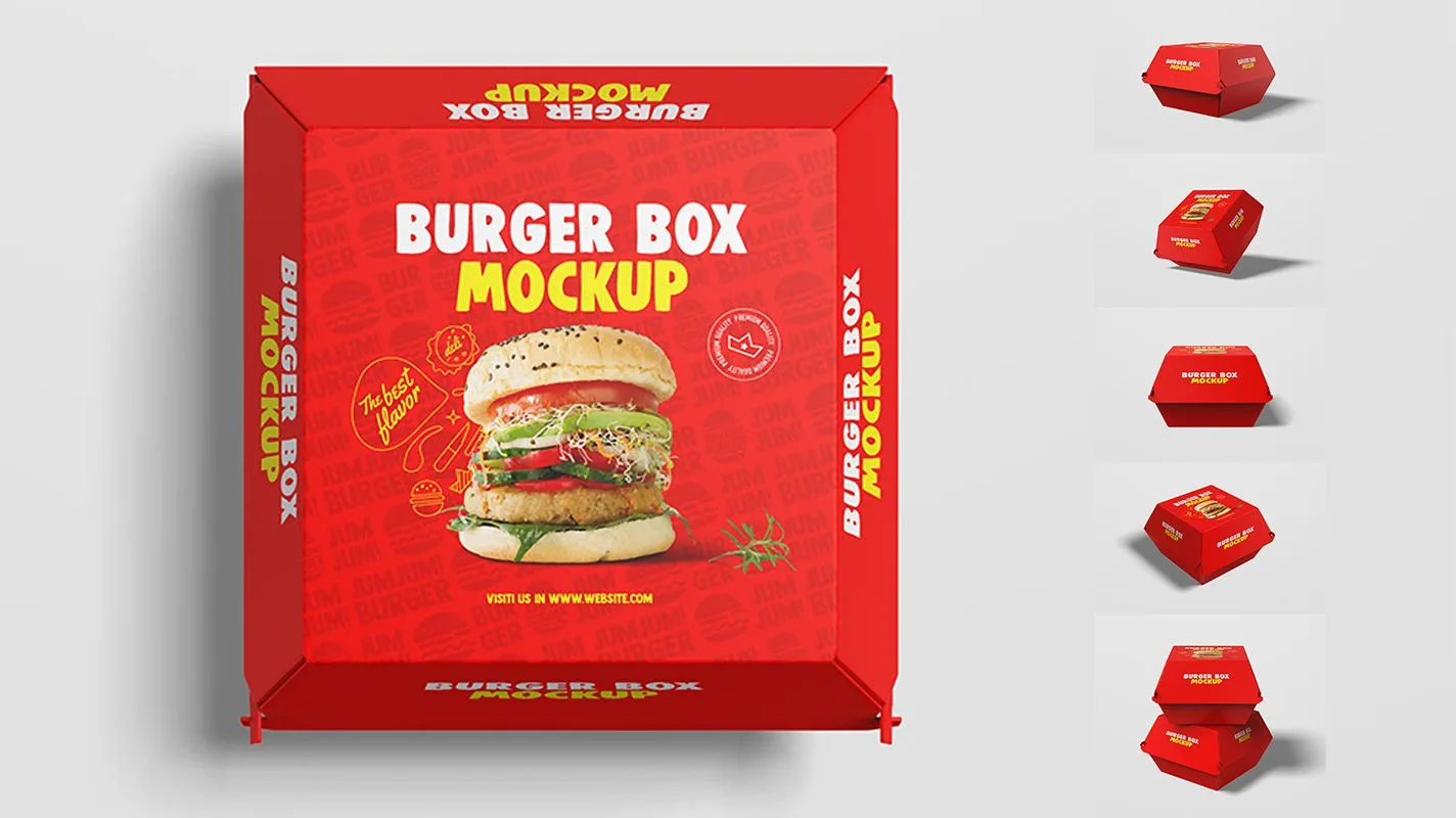 ► Мокапы упаковки бургеров | Burger Box PSD Mockups

#free #mockup #psd #дизайн #packaging #burger #