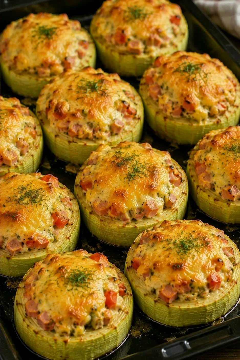 Кабачки с начинкой в духовке