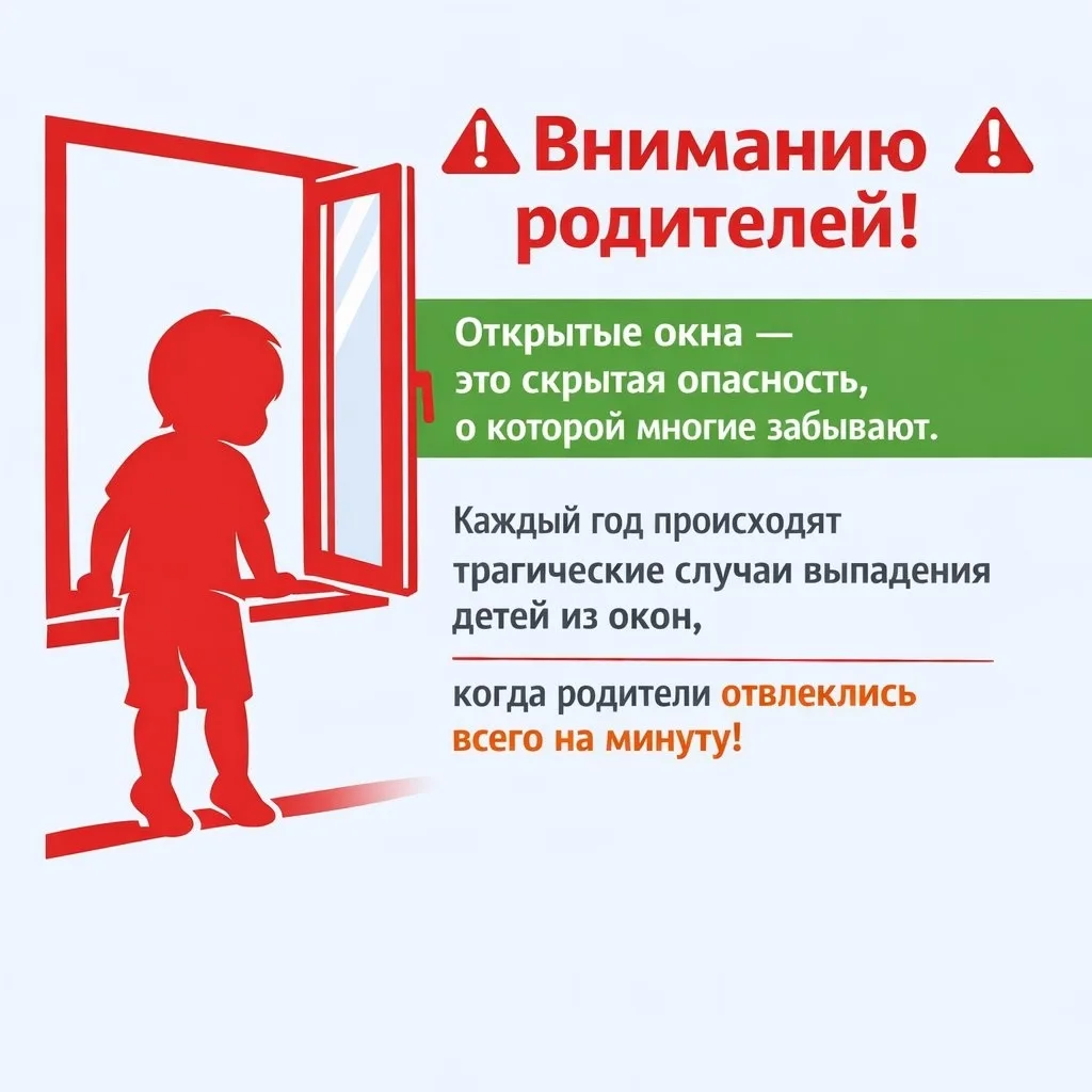 🐝 ❗️Открытое окно — опасность для ребенка